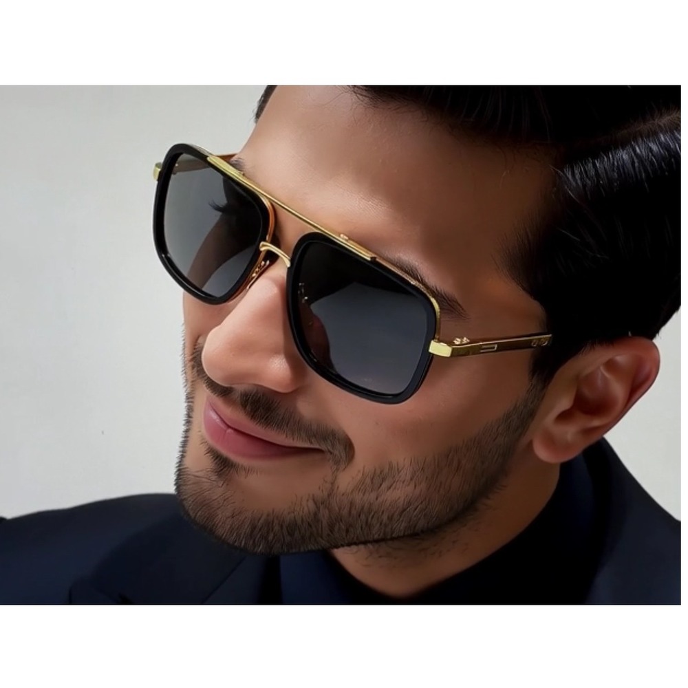 Classic Sunglasses Square Frame‎ Gold Fashion Shades Men Women UV400 Protection